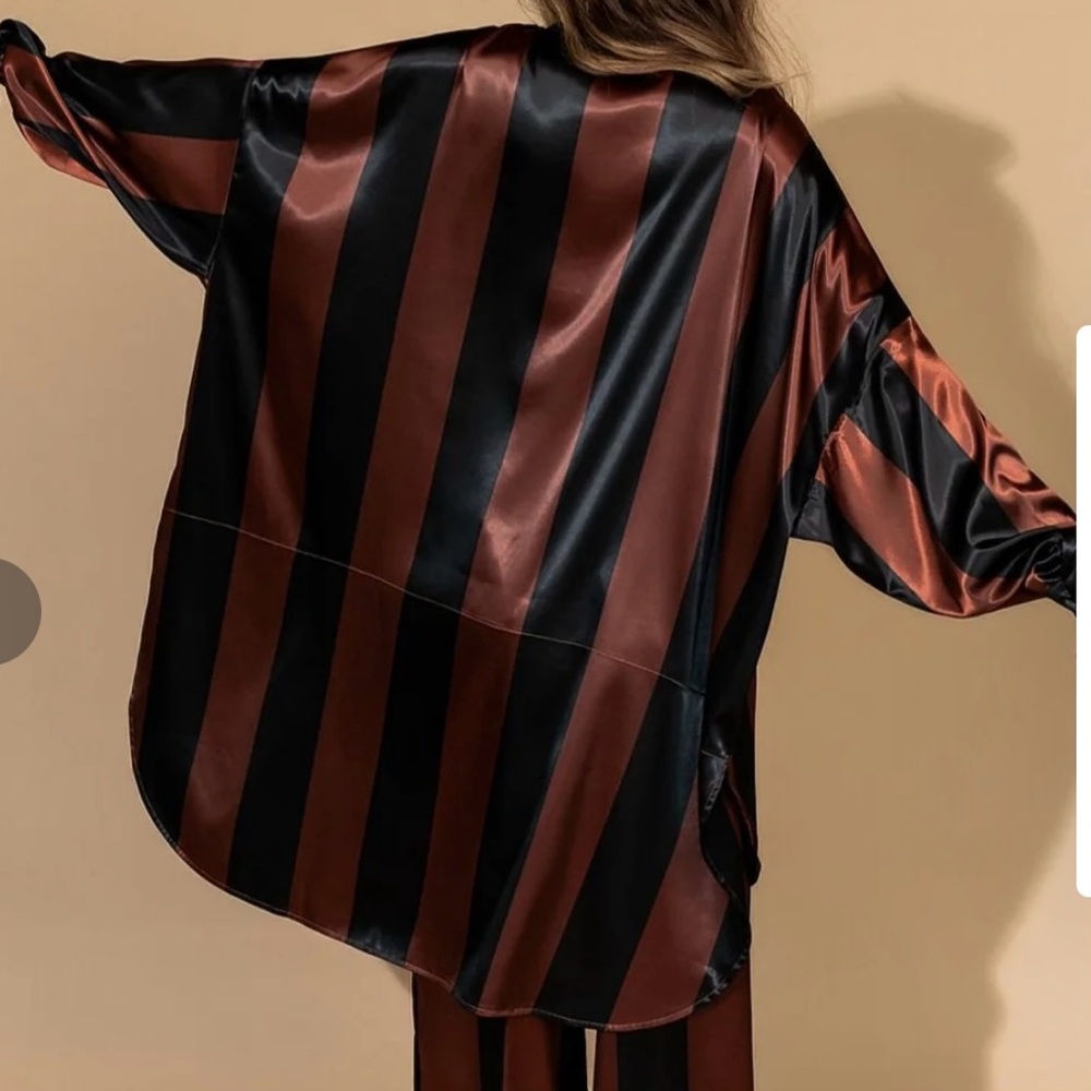 Dressed in LALA Black and Brown Striped Top